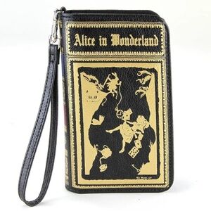 New Alice in Wonderland Black and Gold Wristlet